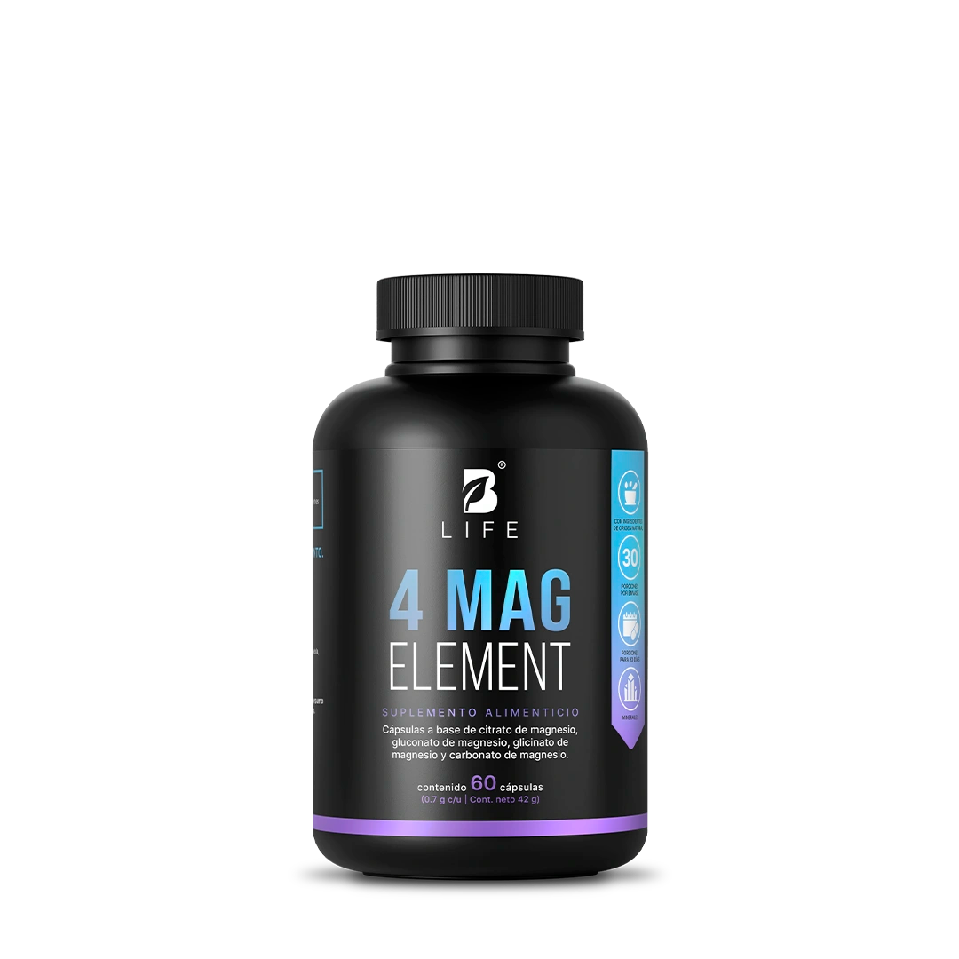 Mezcla de 4 tipos de Magnesio | 1400 mg por porción | 60 cápsulas  - 60 Caps | 700 g - B Life®