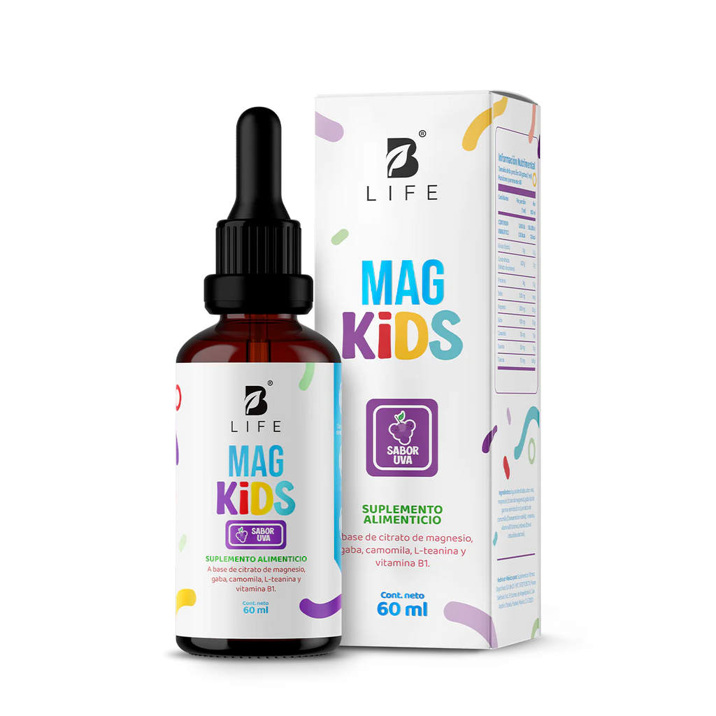 Citrato de Magnesio | adicionado con Teanina, Vitamina B1 y Gaba | para mayores de 3 años | de 60 ml | Sabor Uva