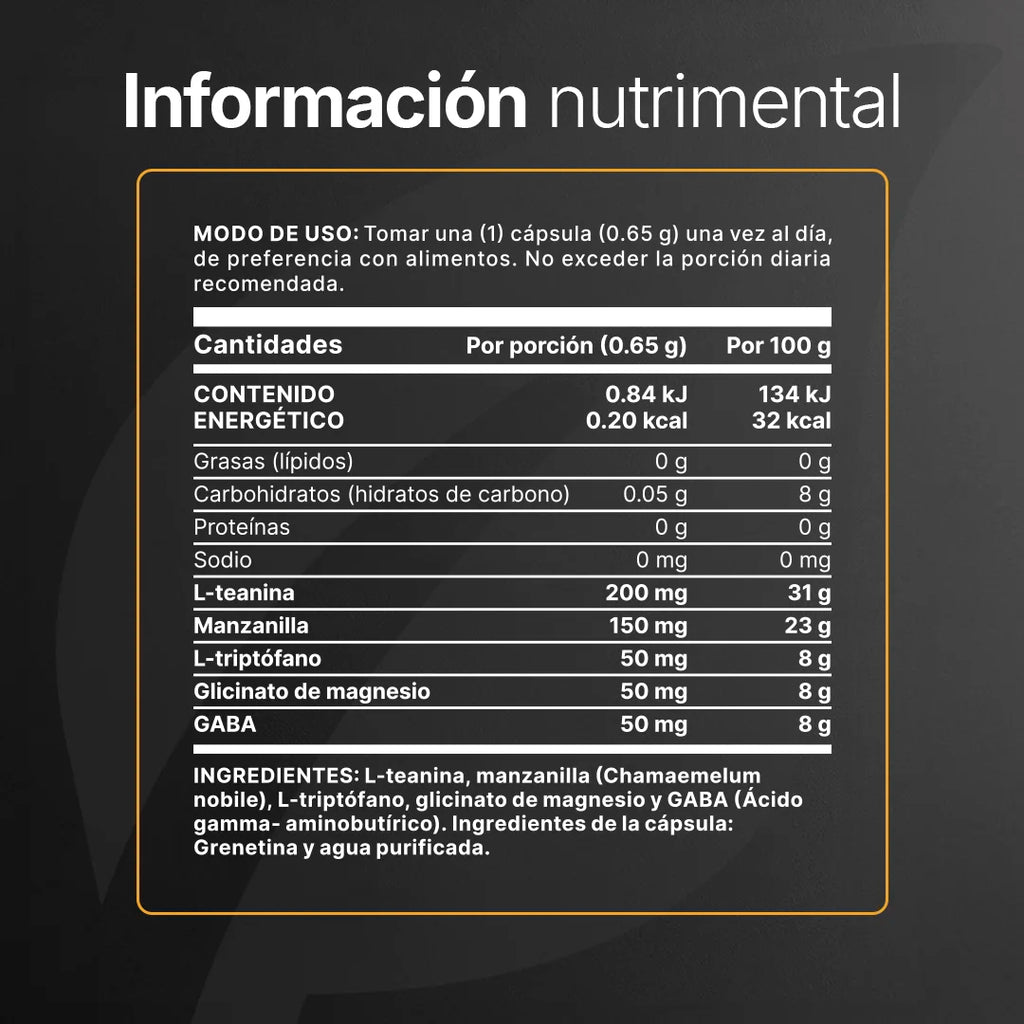 L-Teanina con GABA y Glicinato de Magnesio | 200 mg por porción