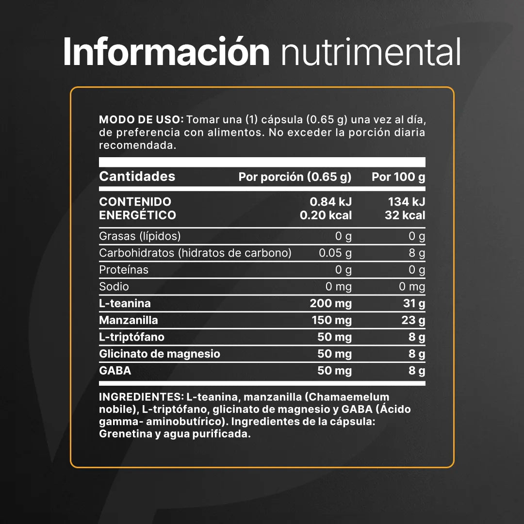 L-Teanina con GABA y Glicinato de Magnesio | 200 mg por porción