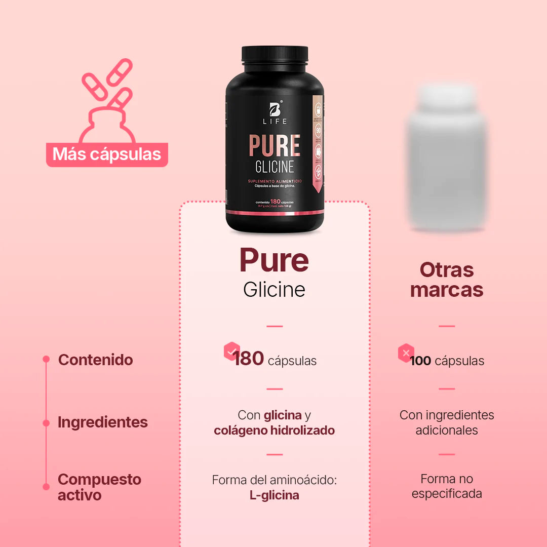 Glicina en Cápsulas | Fórmula con Colágeno Hidrolizado | 1000 mg por porción