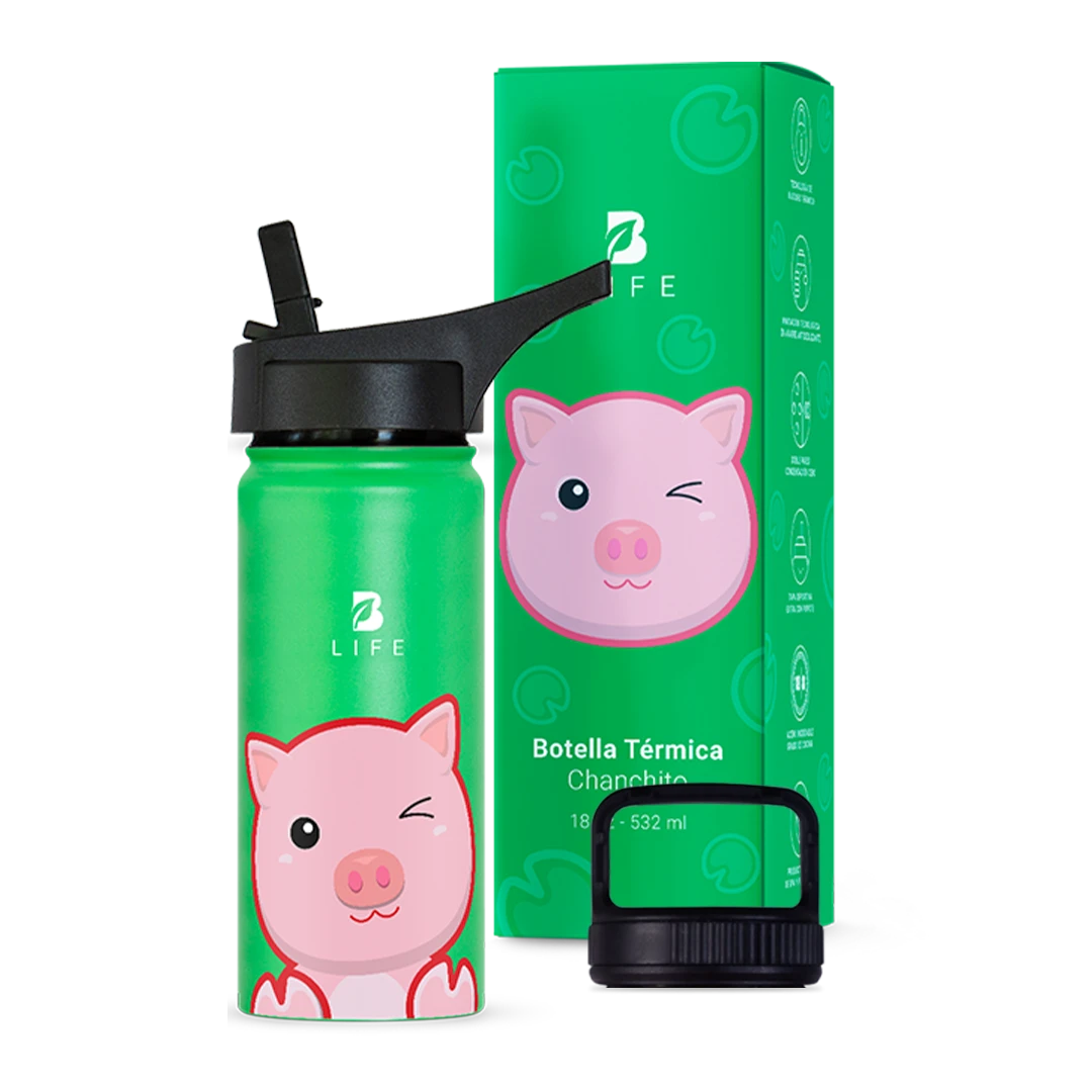 Botella Térmica Para Niños | Chanchito 355 y 532 ml - 18 oz (532 ml) - B Life®