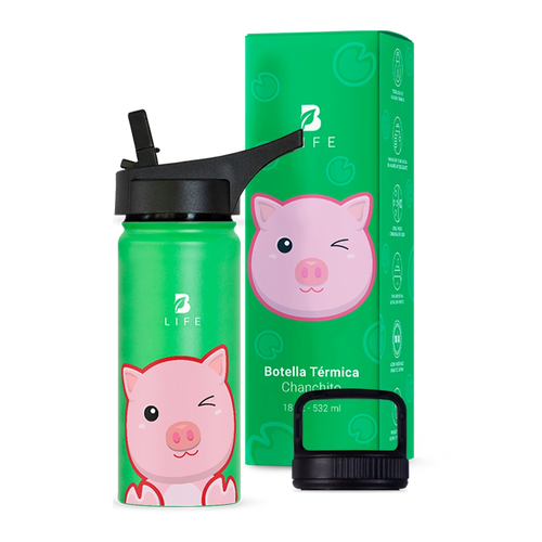 Botella Térmica Para Niños | Chanchito 355 y 532 ml - 18 oz (532 ml) - B Life®