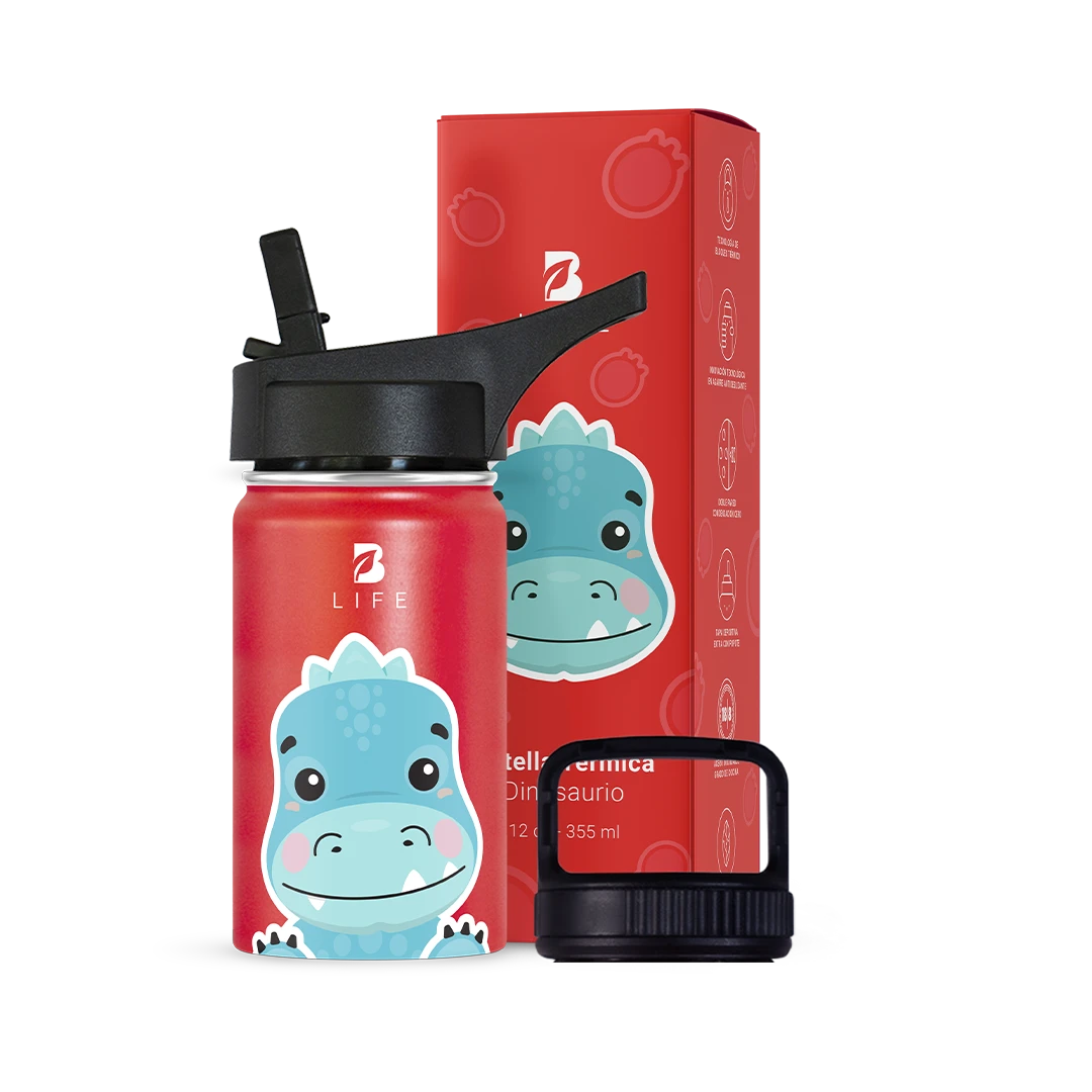 Botella Térmica Para Niños | Dinosaurio 355 y 532 ml - 12 oz (355 ml) - B Life®