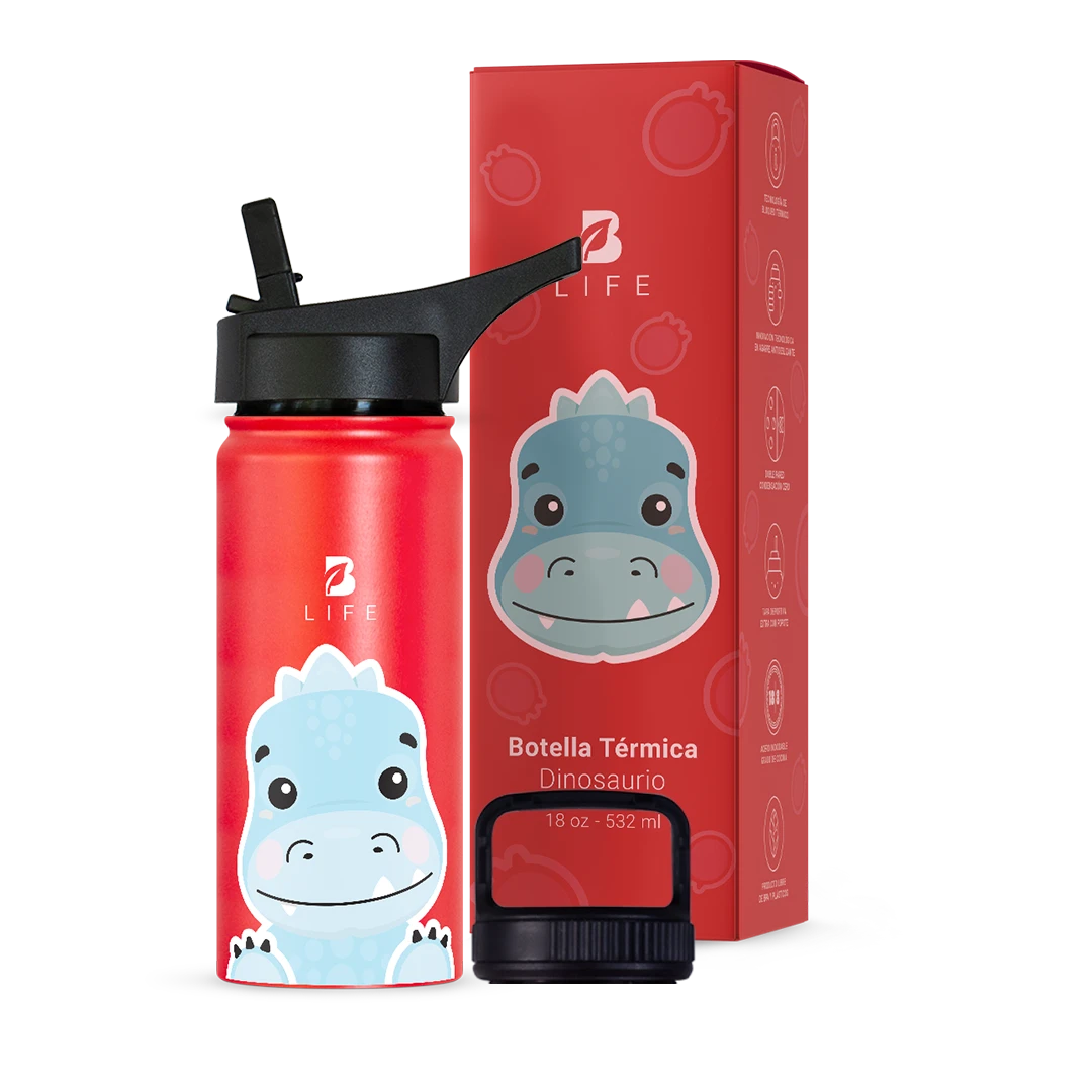 Botella Térmica Para Niños | Dinosaurio 355 y 532 ml - 18 oz (532 ml) - B Life®