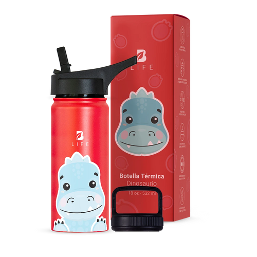 Botella Térmica Para Niños | Dinosaurio 355 y 532 ml - 18 oz (532 ml) - B Life®