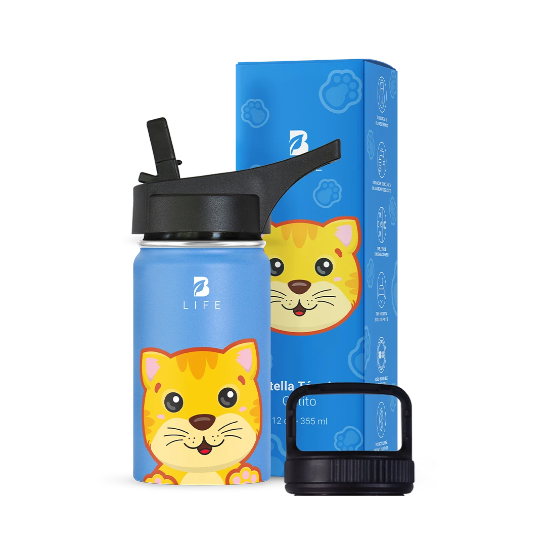 Botella Térmica Para Niños | Gatito 355 y 532 ml - 12 oz (355 ml) - B Life®