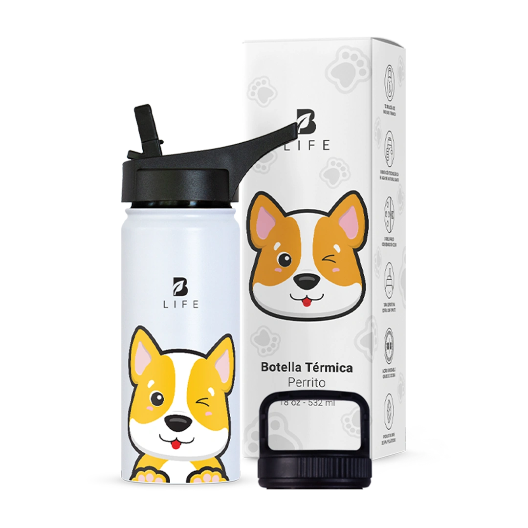 Botella Térmica Para Niños | Perrito 355 y 532 ml - 18 oz (532 ml) - B Life®
