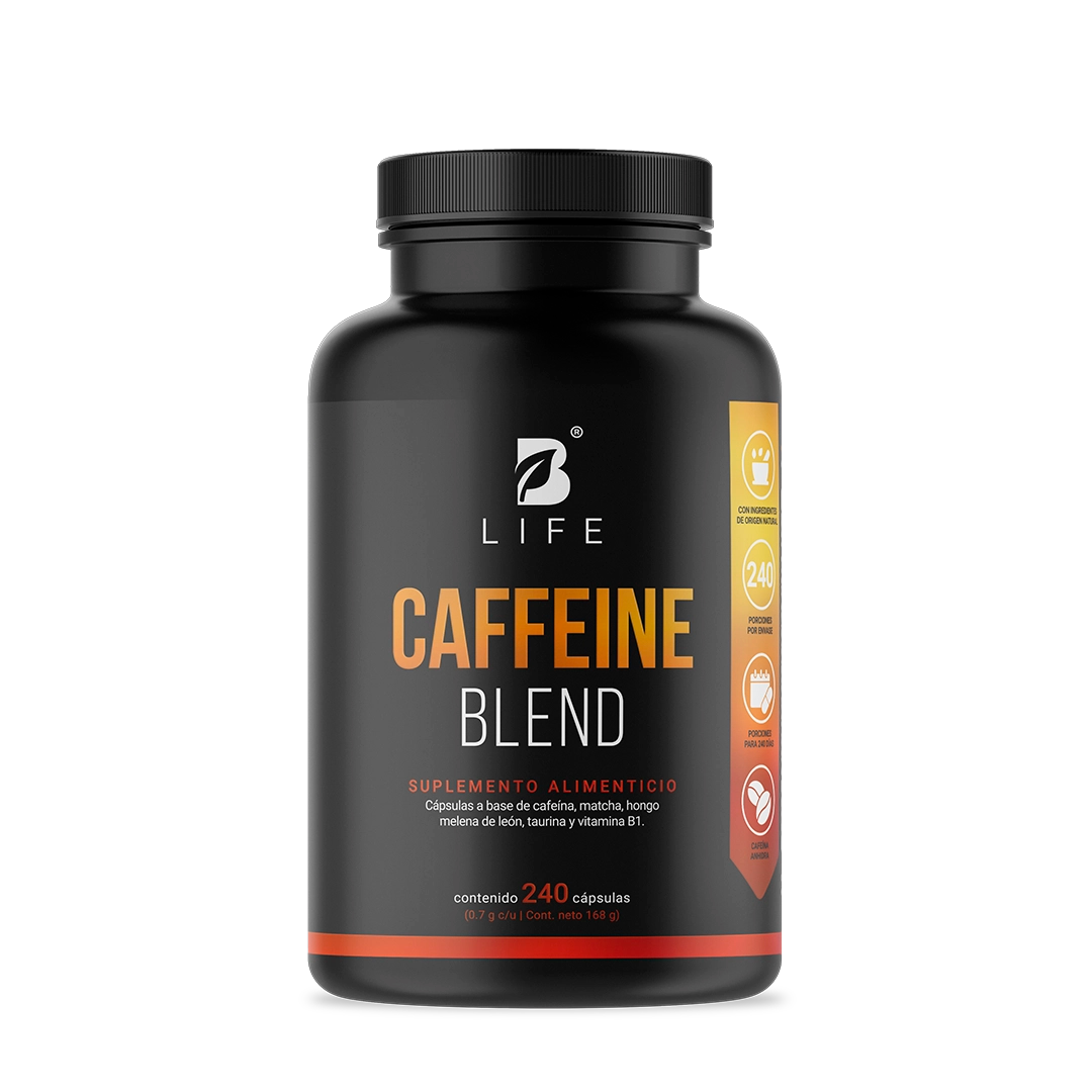 Cafeína Anhidra | con Matcha, Melena de León, Taurina y Vitamina B1 | 240 Cápsulas - 240 Caps | 700 mg - B Life®