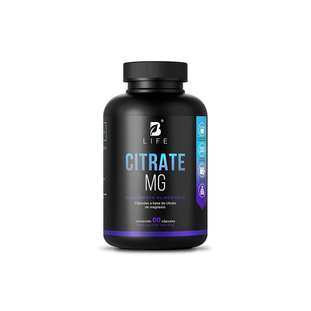 Citrato de Magnesio Puro | 1600 mg por Porción | 60 Cápsulas - 60 caps | 800 mg - B Life®
