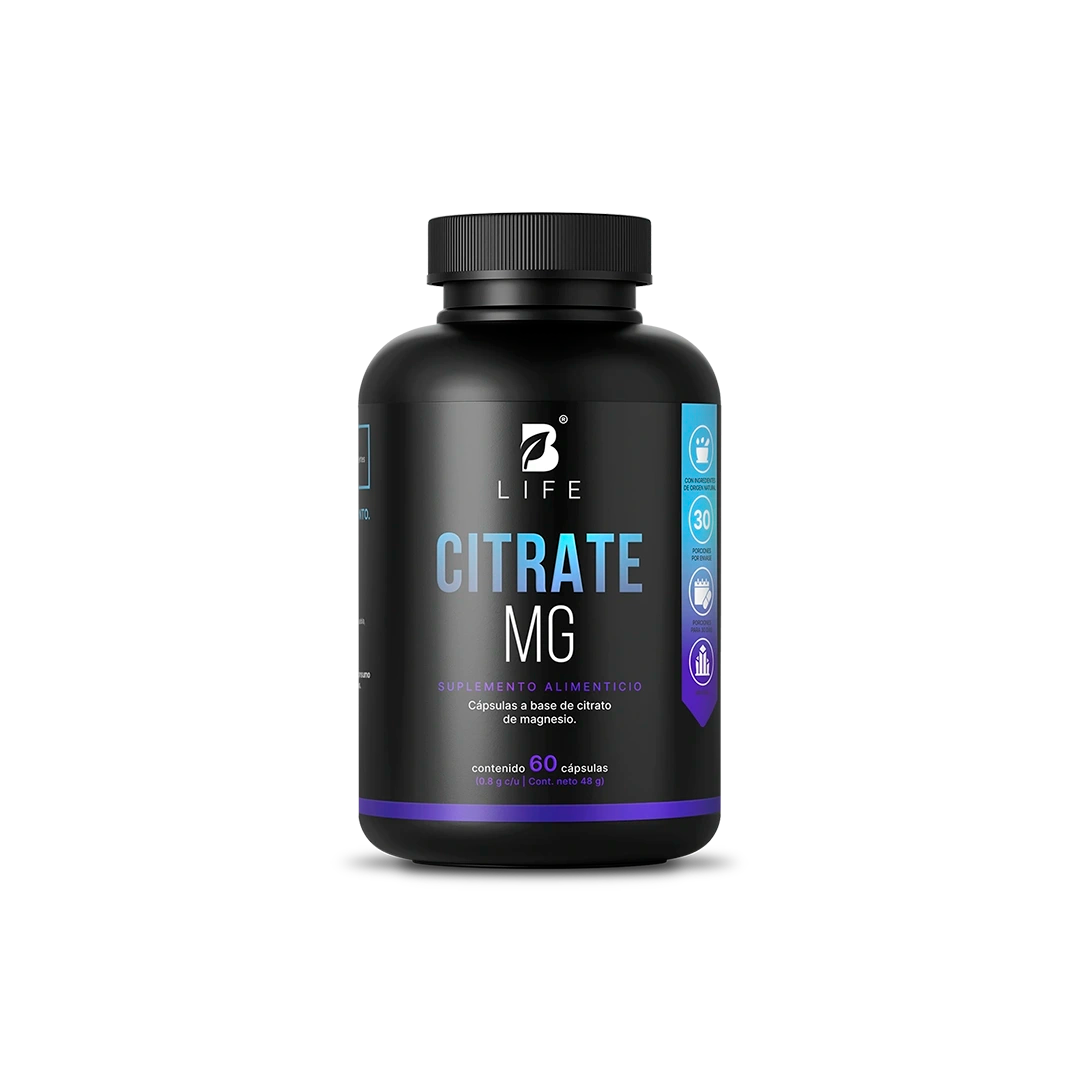 Citrato de Magnesio Puro | 1600 mg por Porción | 60 Cápsulas - 60 caps | 800 mg - B Life®