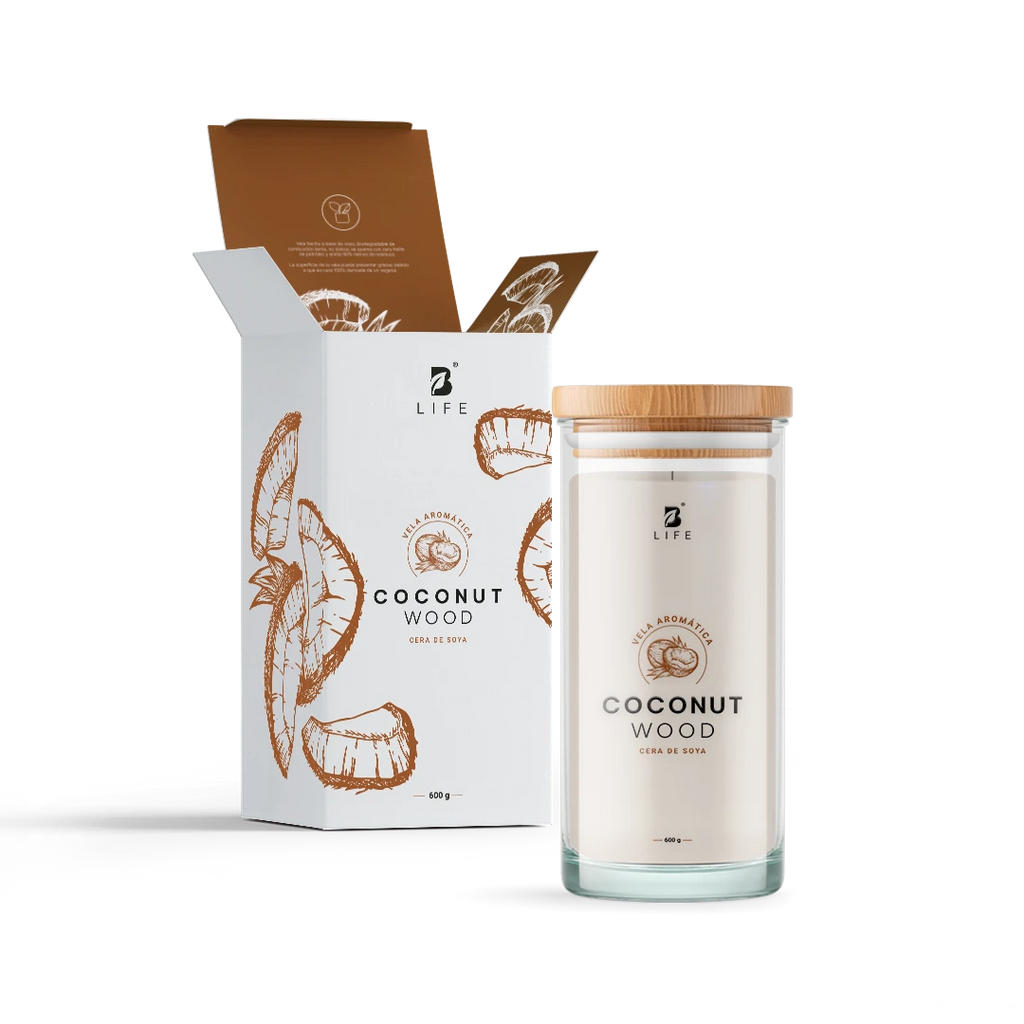 Coconut Wood Aromatic Candle | Vela Aromática Coco y Sándalo 600 g - 600 g - B Life®