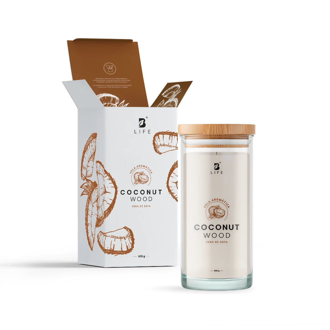 Coconut Wood Aromatic Candle | Vela Aromática Coco y Sándalo 600 g - 600 g - B Life®