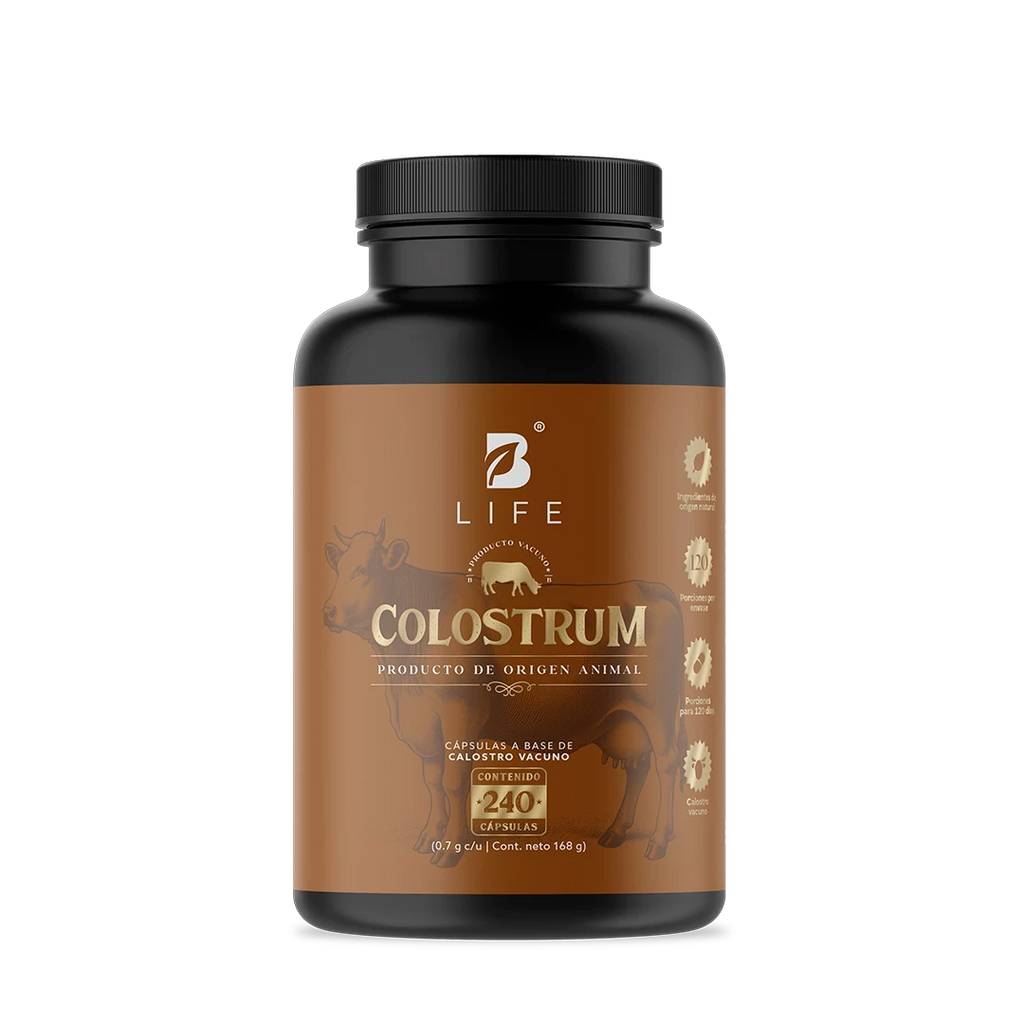Calostro Vacuno | Concentrado de Nutrientes de la Primera Lactancia |  240 Cápsulas | 1400 mg por porción - 240 Caps | 700 mg - B Life®