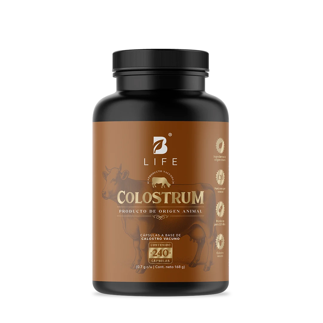 Calostro Vacuno | Concentrado de Nutrientes de la Primera Lactancia |  240 Cápsulas | 1400 mg por porción - 240 Caps | 700 mg - B Life®