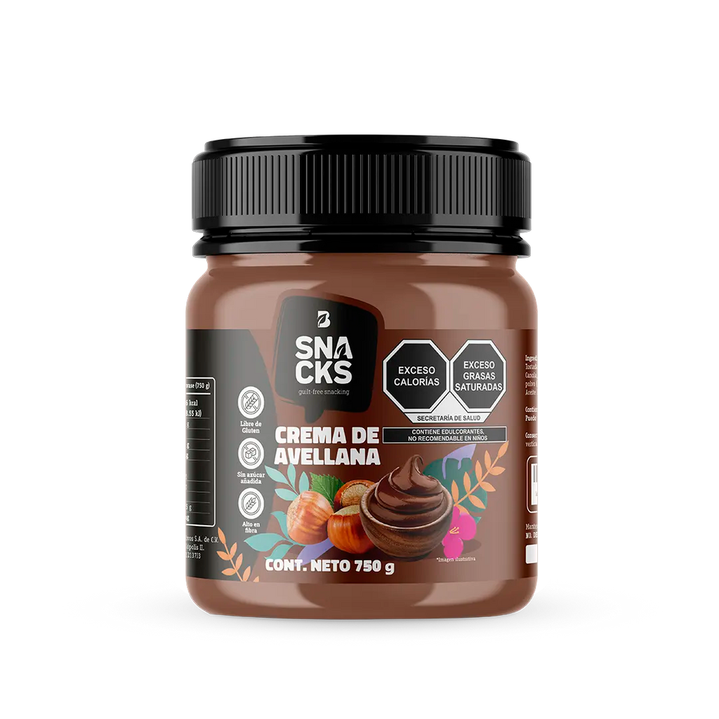 Crema de Avellana Sin Azúcar Añadida 750 g - Cont. Neto 750 g. - B Life®