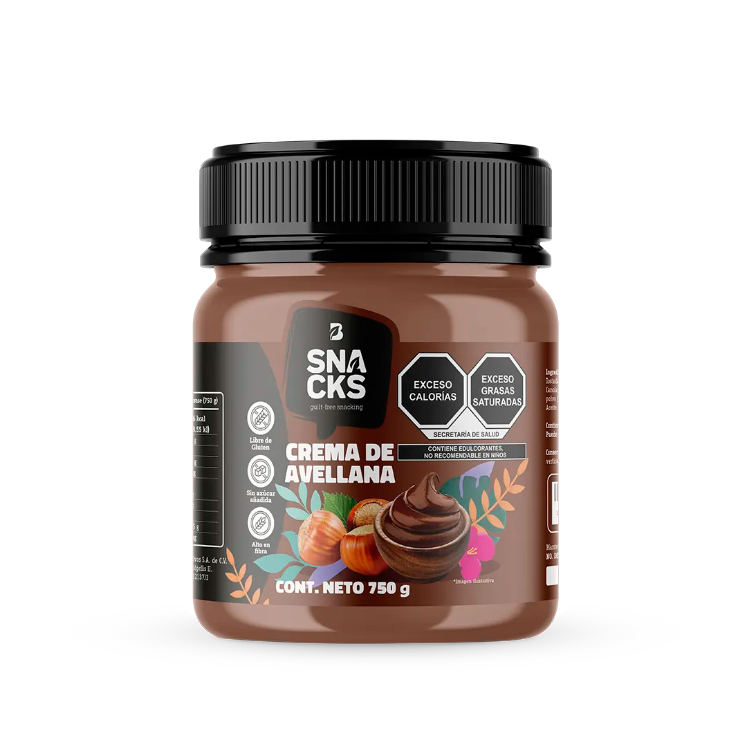 Crema de Avellana Sin Azúcar Añadida 750 g - Cont. Neto 750 g. - B Life®