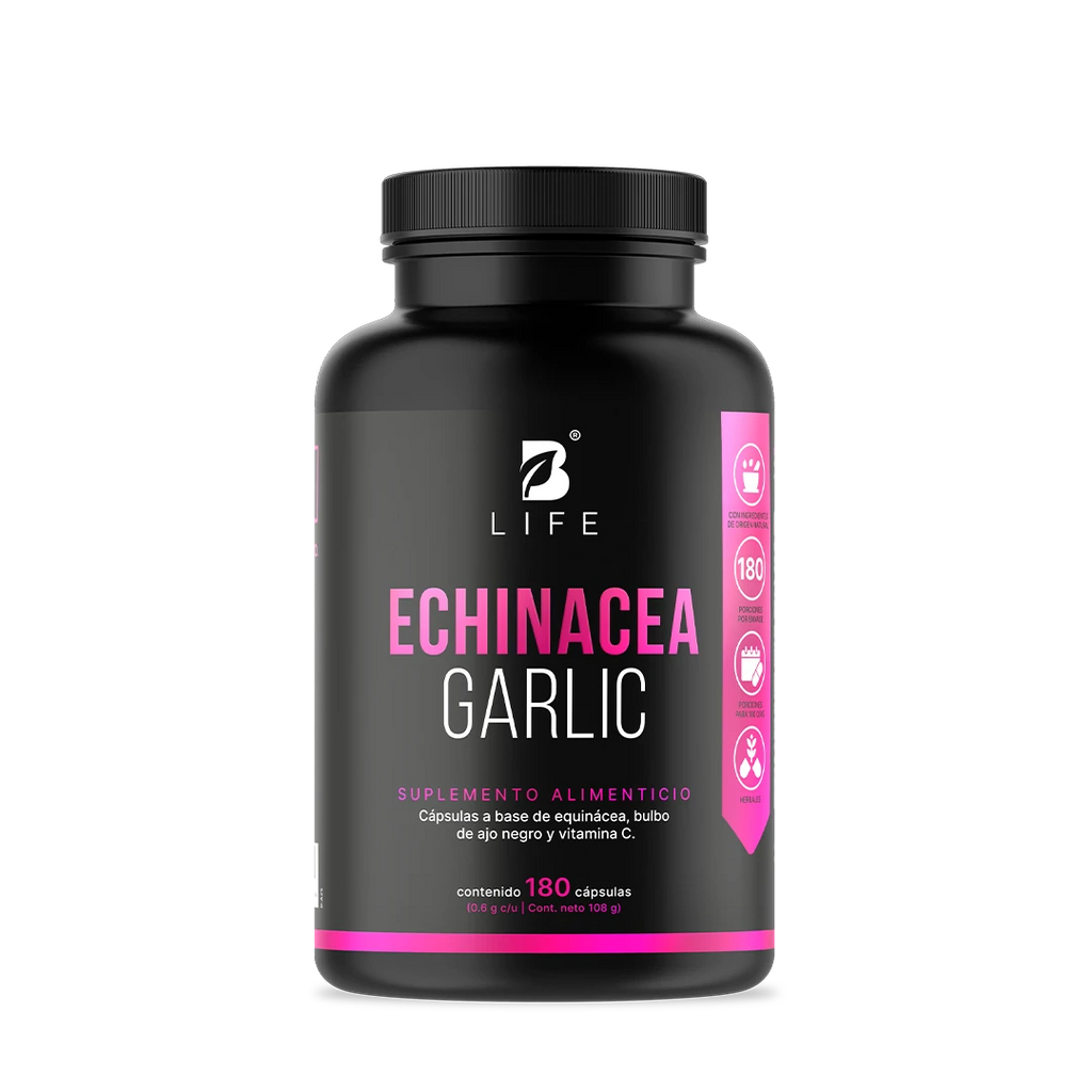 Equinácea | Adicionado con Ajo Negro y Vitamina C | 180 Cápsulas 