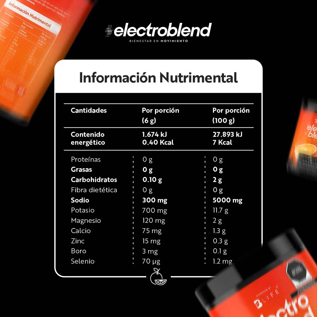 Electroblend Orange | Bebida Hidratante Sin Azúcar sabor Naranja 60 servicios