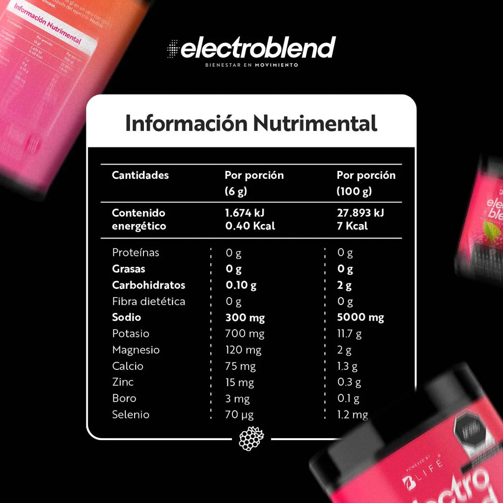 Electroblend Raspberry | Bebida Hidratante Sin Azúcar sabor Frambuesa 60 servicios