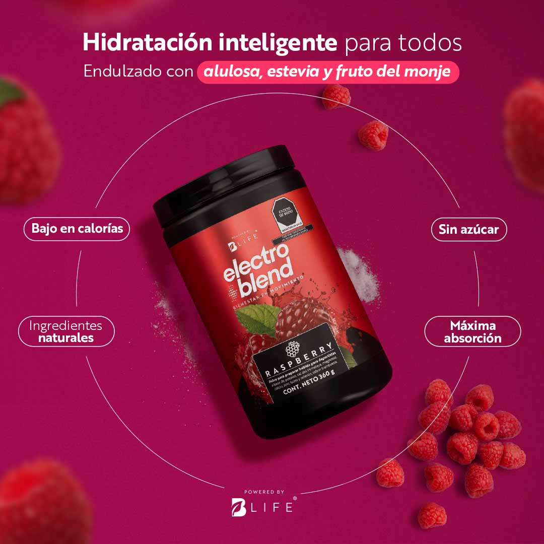 Electroblend Raspberry | Bebida Hidratante Sin Azúcar sabor Frambuesa 60 servicios