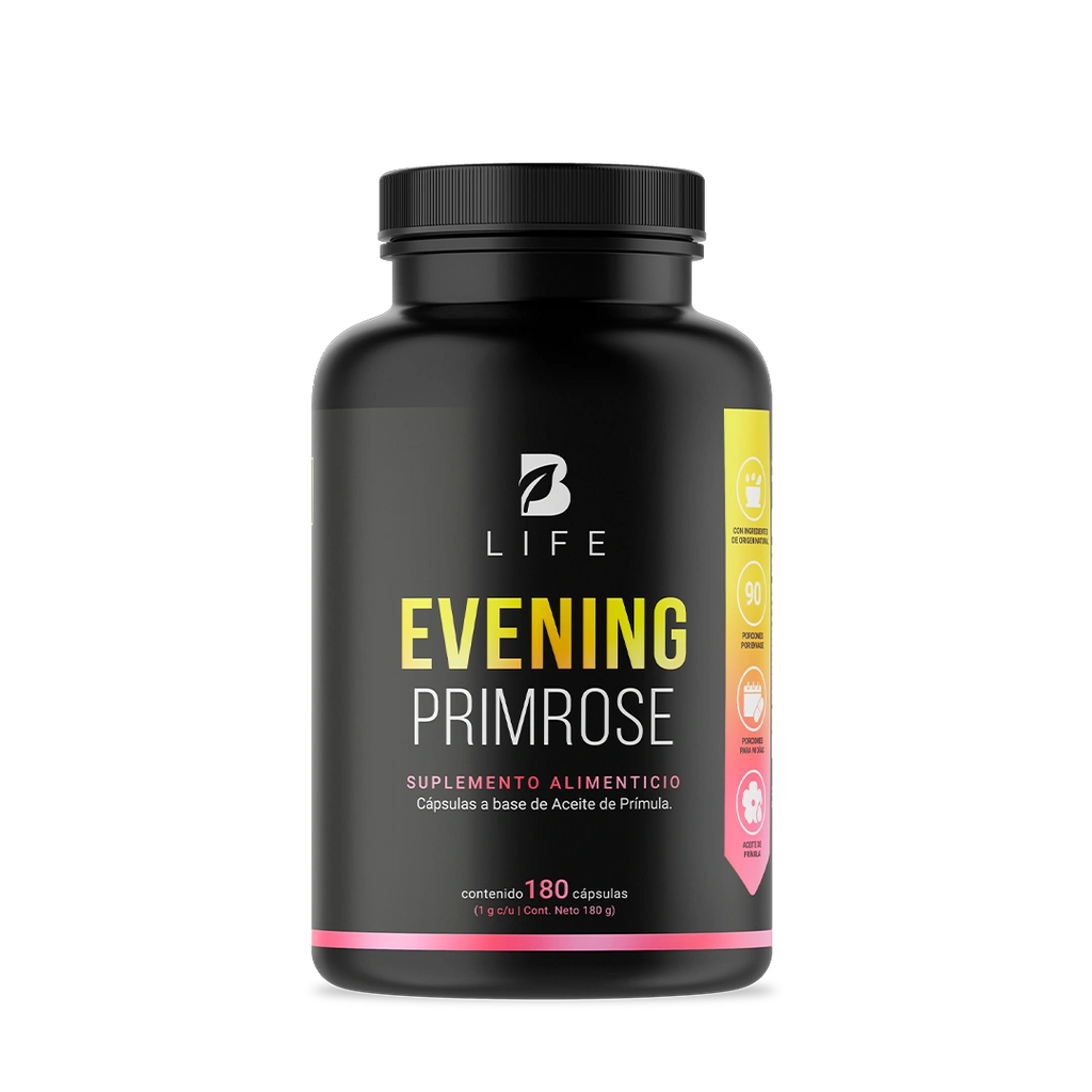 Aceite de Prímula Puro | 180 Cápsulas con 1000mg por porción - 180 Caps  | 1000 mg - B Life®