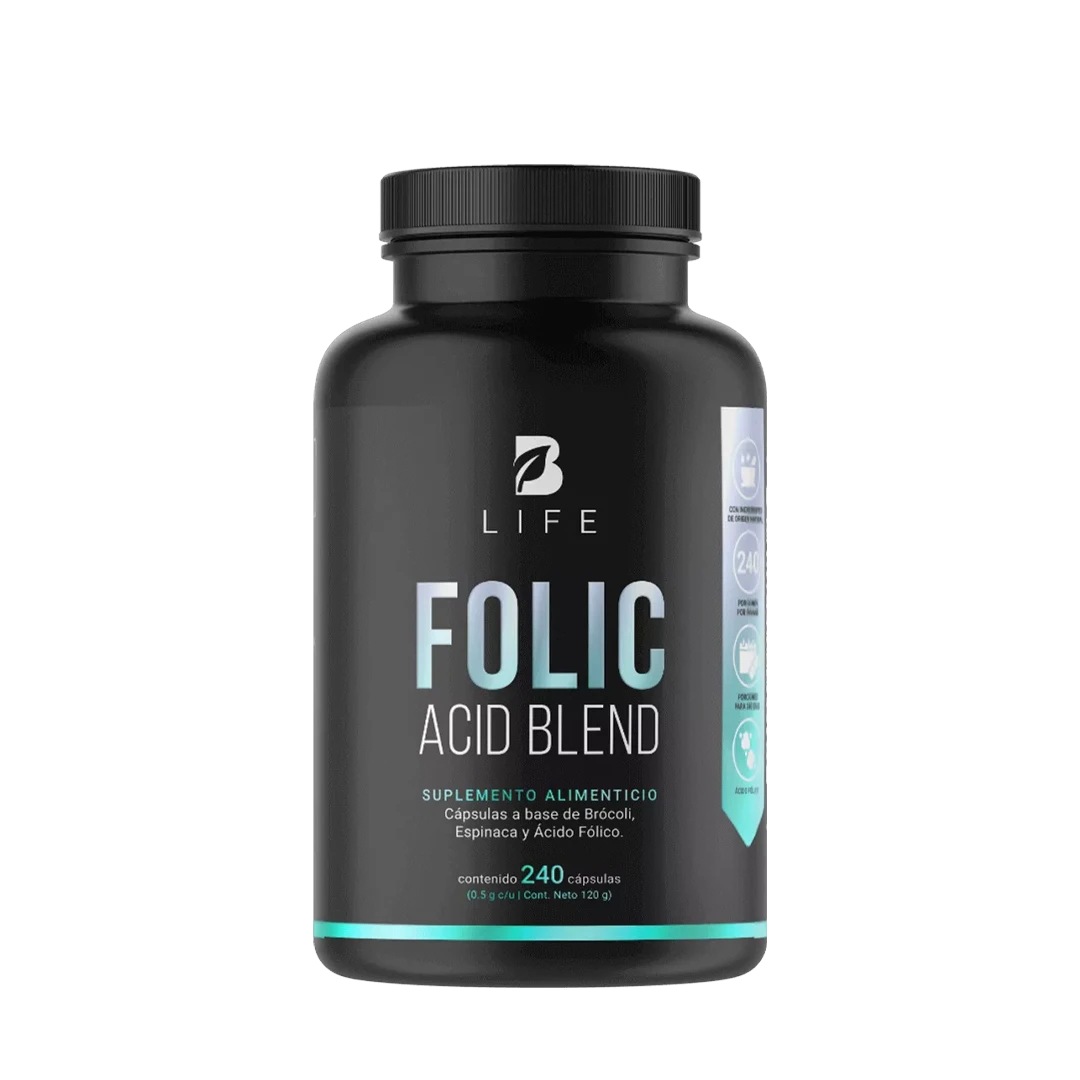Ácido Fólico | con Brócoli y Espinaca | 240 Cápsulas - 240 Caps | 500 mg - B Life®