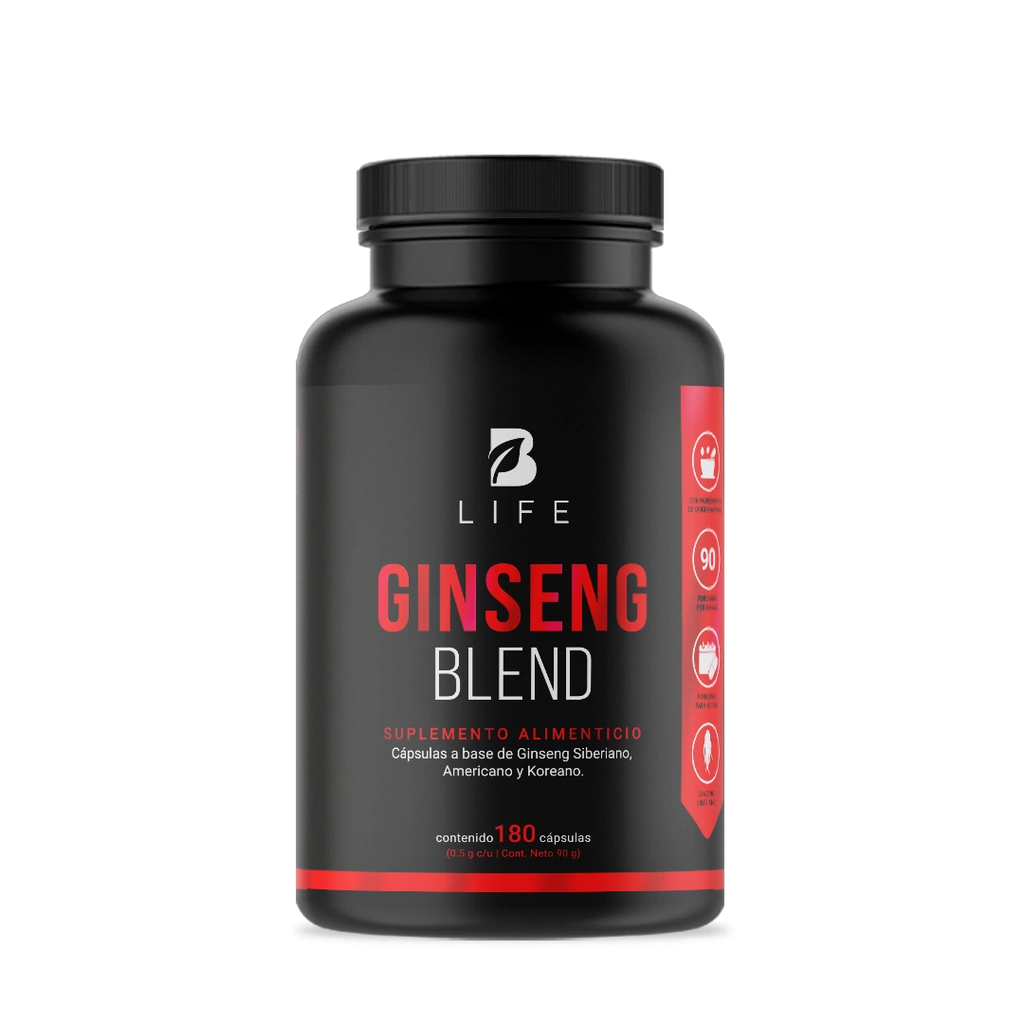 Mezcla de Ginseng | origen Siberiano, Americano y Koreano | 180 Cápsulas | 1000 mg por porción 