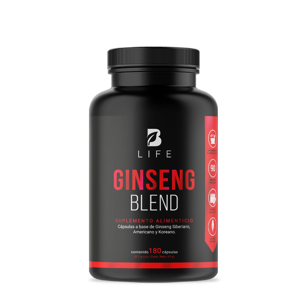 Mezcla de Ginseng | origen Siberiano, Americano y Koreano | 180 Cápsulas | 1000 mg por porción 
