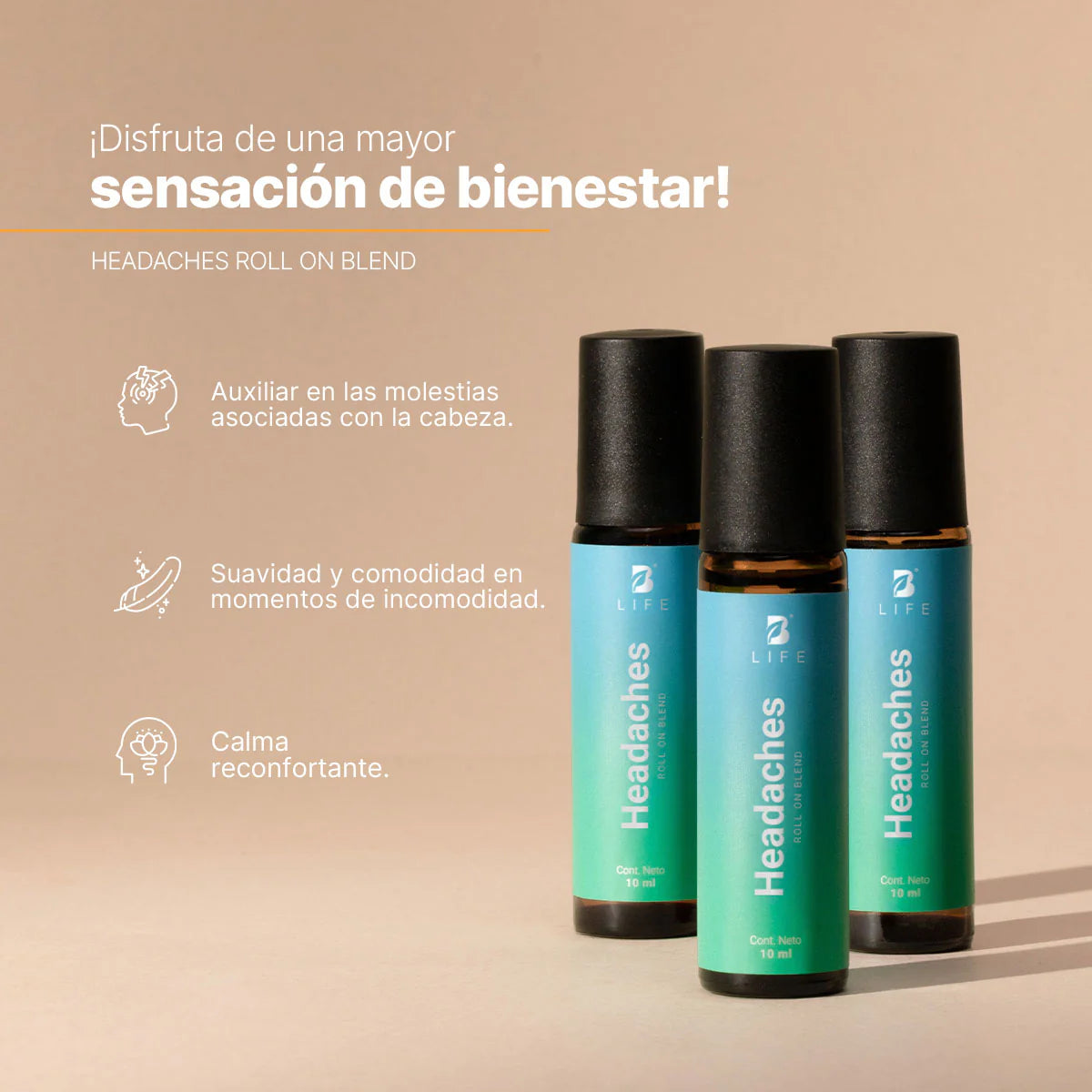 Headaches | Aceite Roll On 3 piezas 10 ml c/u