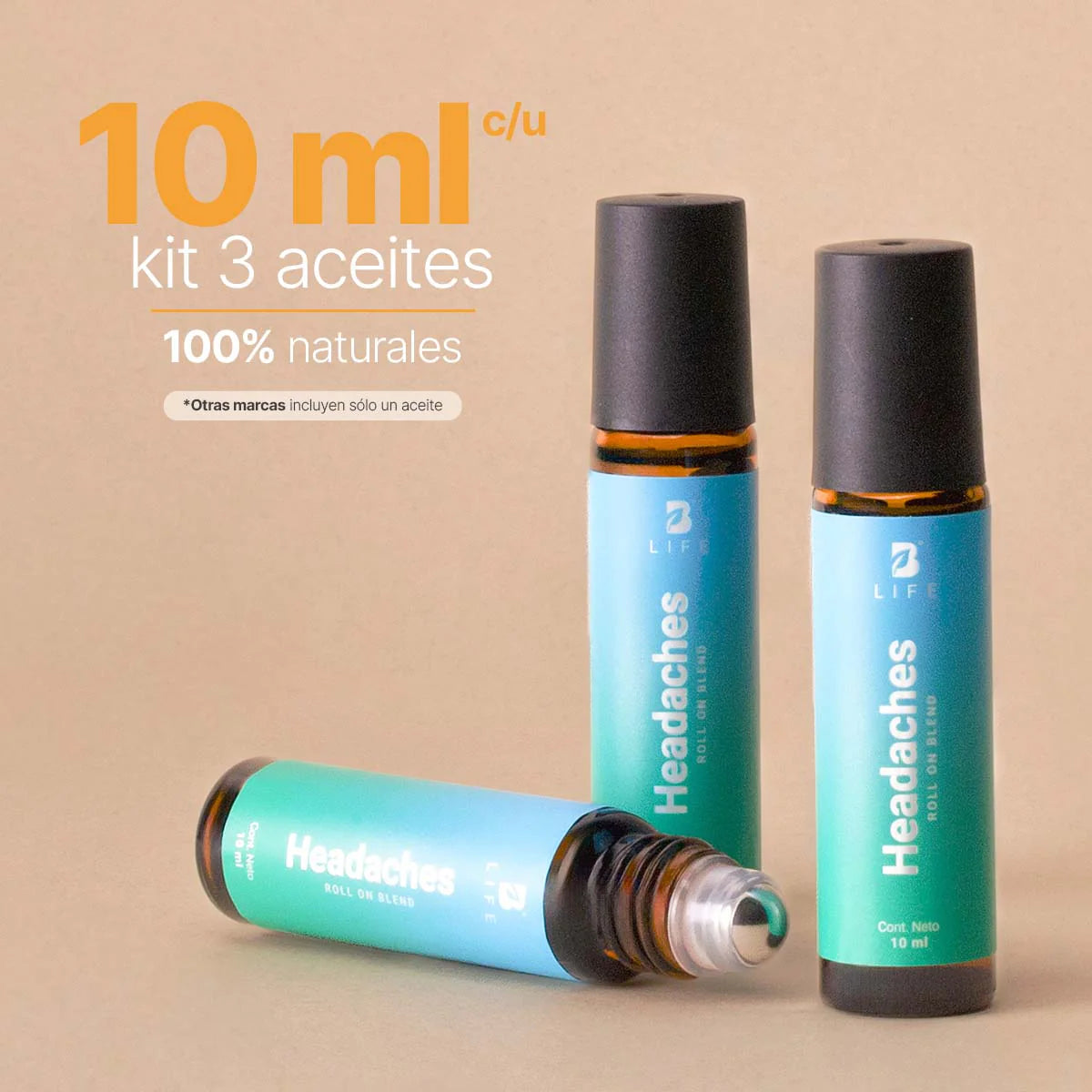 Headaches | Aceite Roll On 3 piezas 10 ml c/u