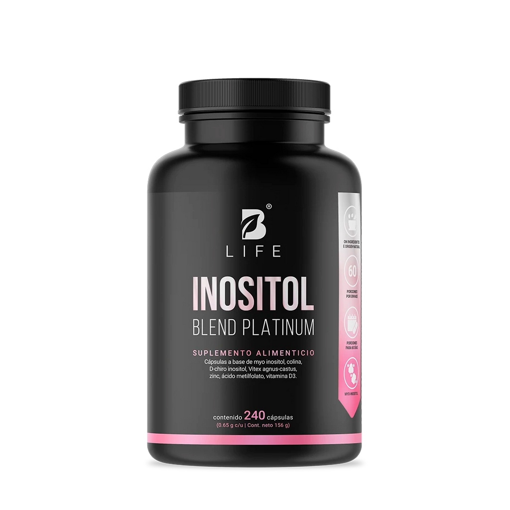 Mezcla Platinum de Inositol | con Myo Inositol, Colina, D-chiro Inositol, Zinc, Ácido Metilfolato, y Vitamina D3 | 240 cápsulas  - 240 Caps | 650 mg - B Life®
