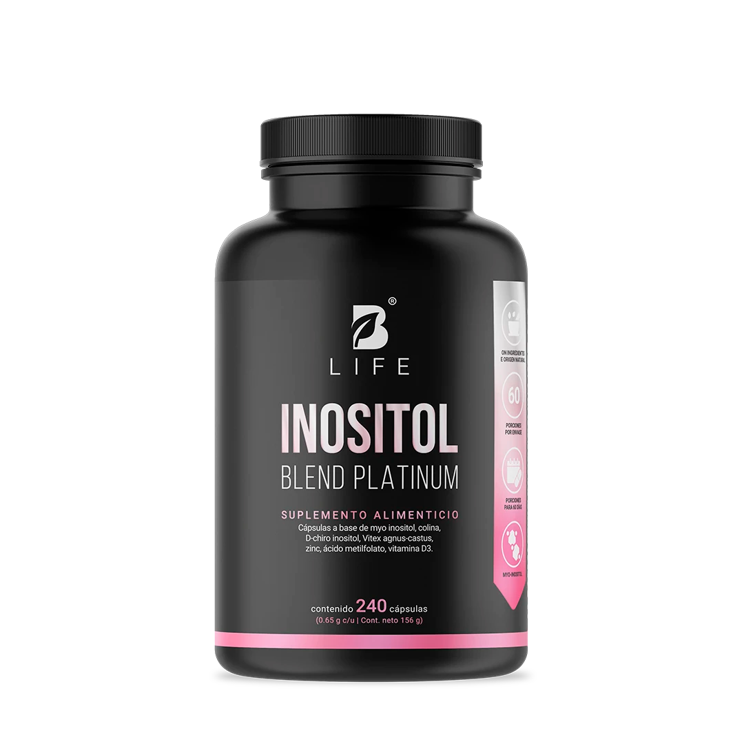 Mezcla Platinum de Inositol | con Myo Inositol, Colina, D-chiro Inositol, Zinc, Ácido Metilfolato, y Vitamina D3 | 240 cápsulas  - 240 Caps | 650 mg - B Life®