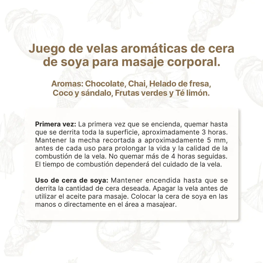 kit-6-velas-aromaticas-fresa-chai-tea-chocolate-coco-sandalo-fruit-green-lemongrass