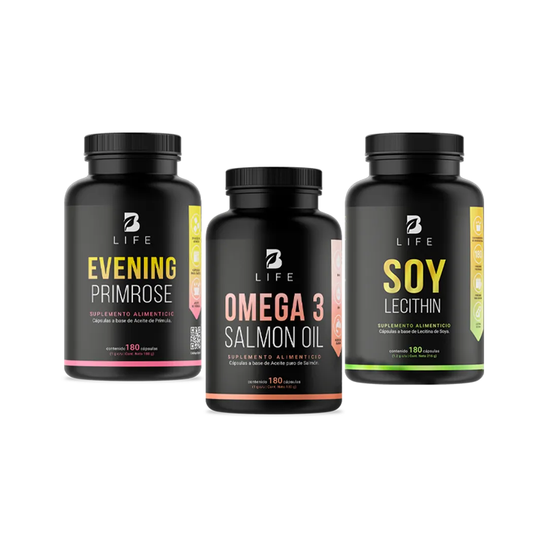 Kit Omegas B Life. Aceite de Prímula, Aceite de Salmón y Lecitina de Soya