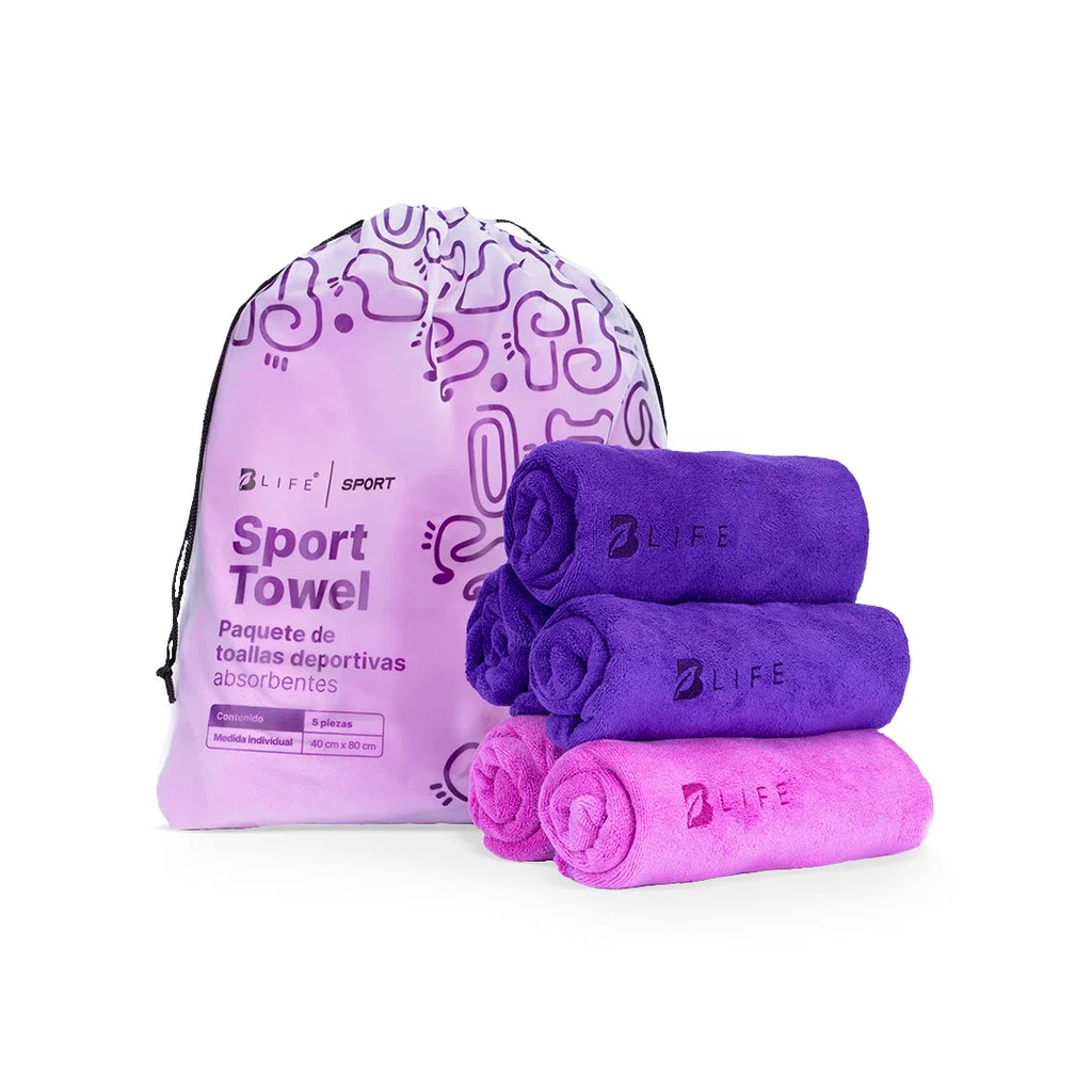 Kit Sport Towel | Kit de 5 Toallas Deportivas - Rosa / Morado - B Life®