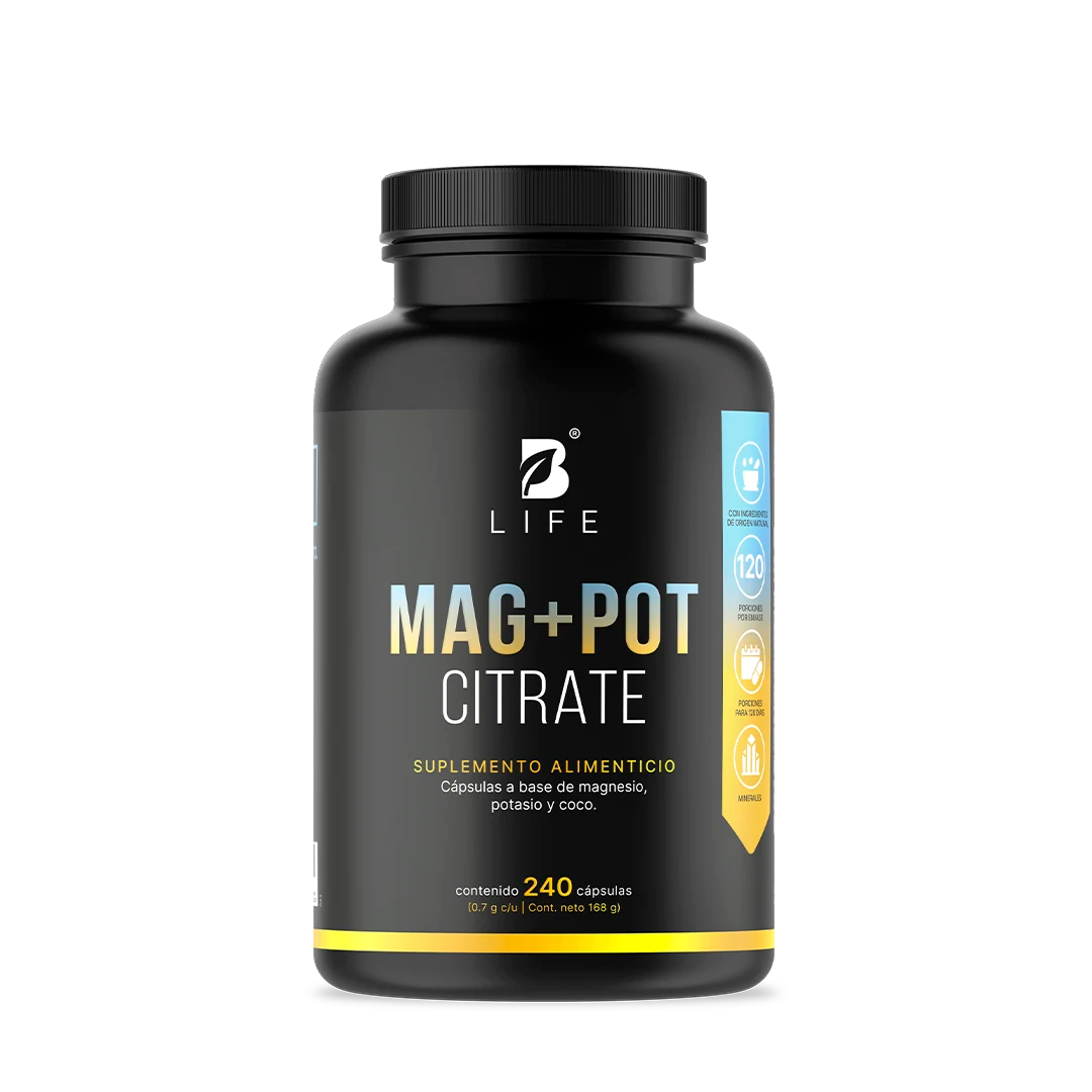 Magnesio y Potasio | Adicionado con coco orgánico | 240 Cápsulas | 1400 mg por porción - 240 Caps | 700 mg - B Life®