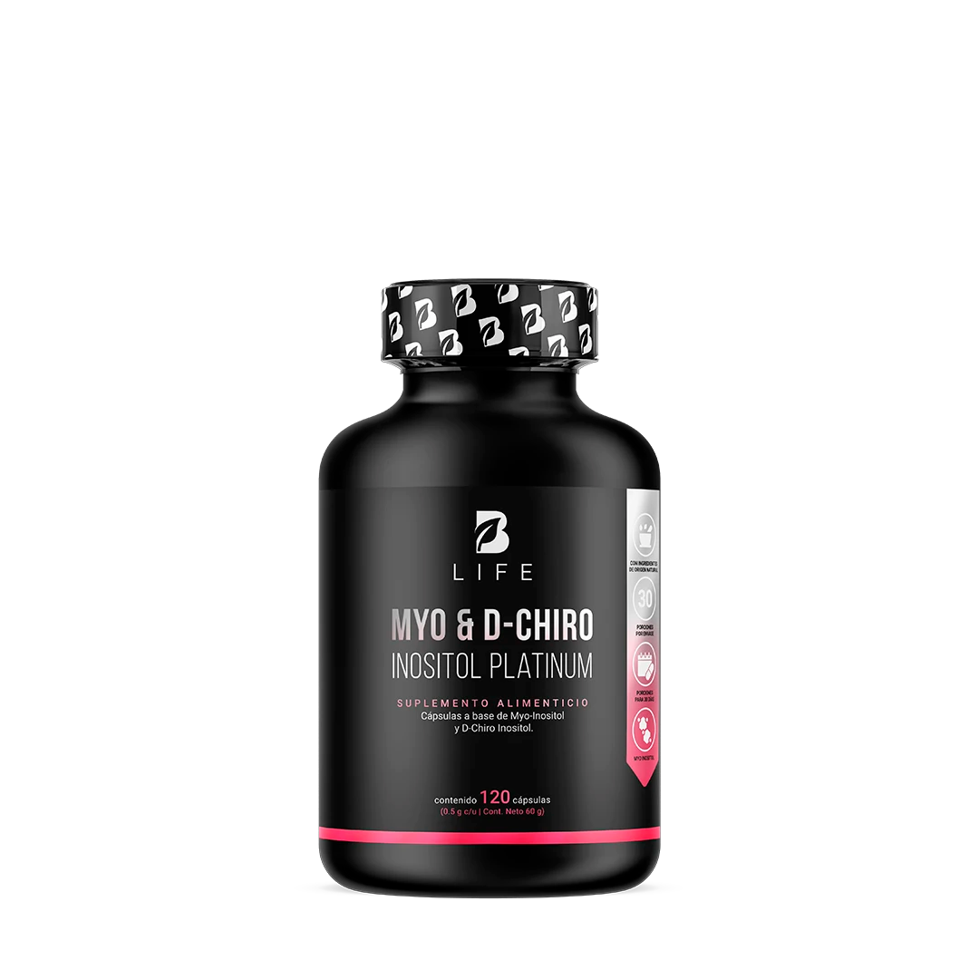 Myo & D-Chiro Inositol en cápsulas | Relación Ideal 40:1 de Alta Pureza | Fórmula Platinum | 2000 mg por porción - 120 Caps | 500 mg - B Life®