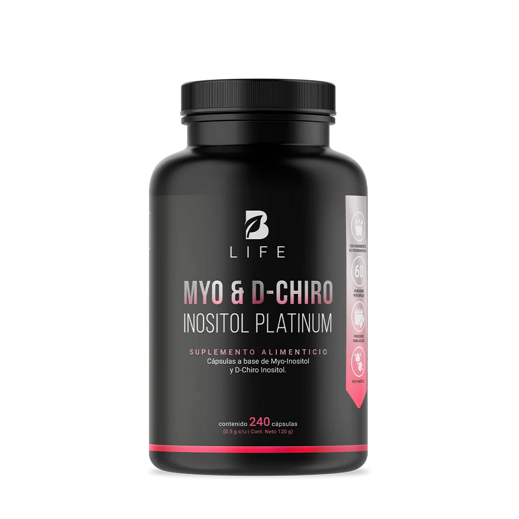 Myo & D-Chiro Inositol en cápsulas | Relación Ideal 40:1 de Alta Pureza | Fórmula Platinum | 2000 mg por porción - 240 Caps | 500 mg - B Life®