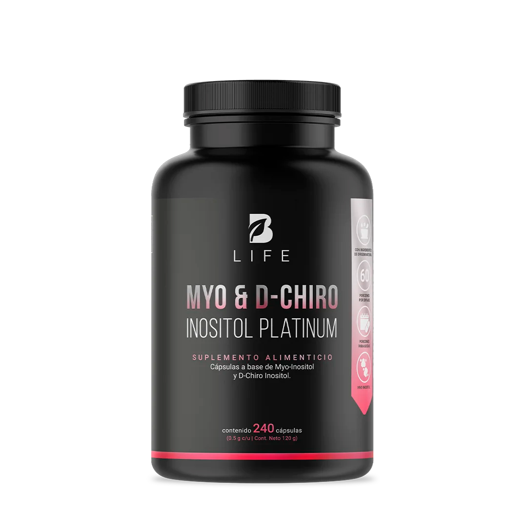 Myo & D-Chiro Inositol en cápsulas | Relación Ideal 40:1 de Alta Pureza | Fórmula Platinum | 2000 mg por porción - 240 Caps | 500 mg - B Life®