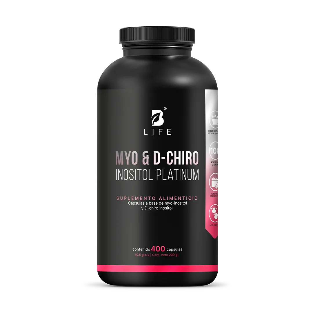 Myo & D-Chiro Inositol en cápsulas | Relación Ideal 40:1 de Alta Pureza | Fórmula Platinum | 2000 mg por porción - 400 Caps | 500 mg - B Life®