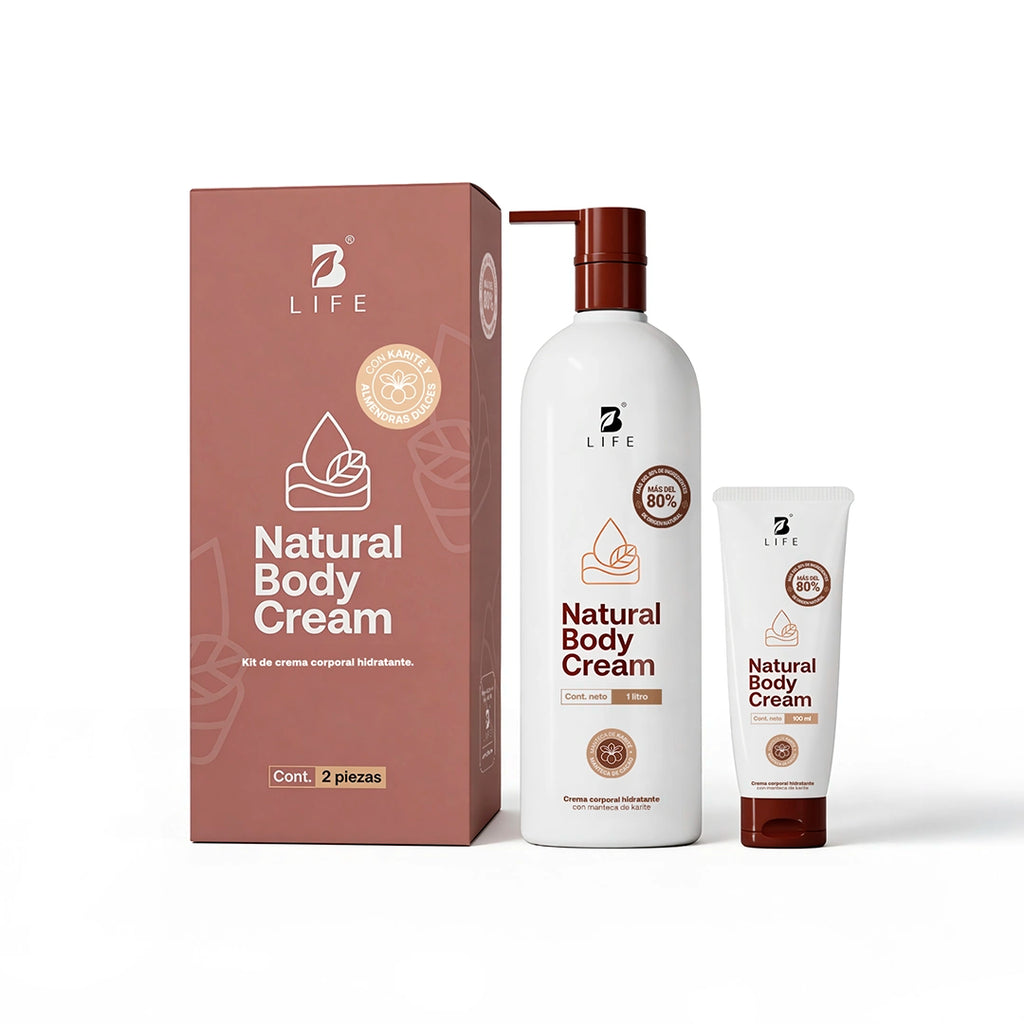 Natural Body Cream | Crema Corporal Hidratante 1 L - 2 Piezas. - B Life®