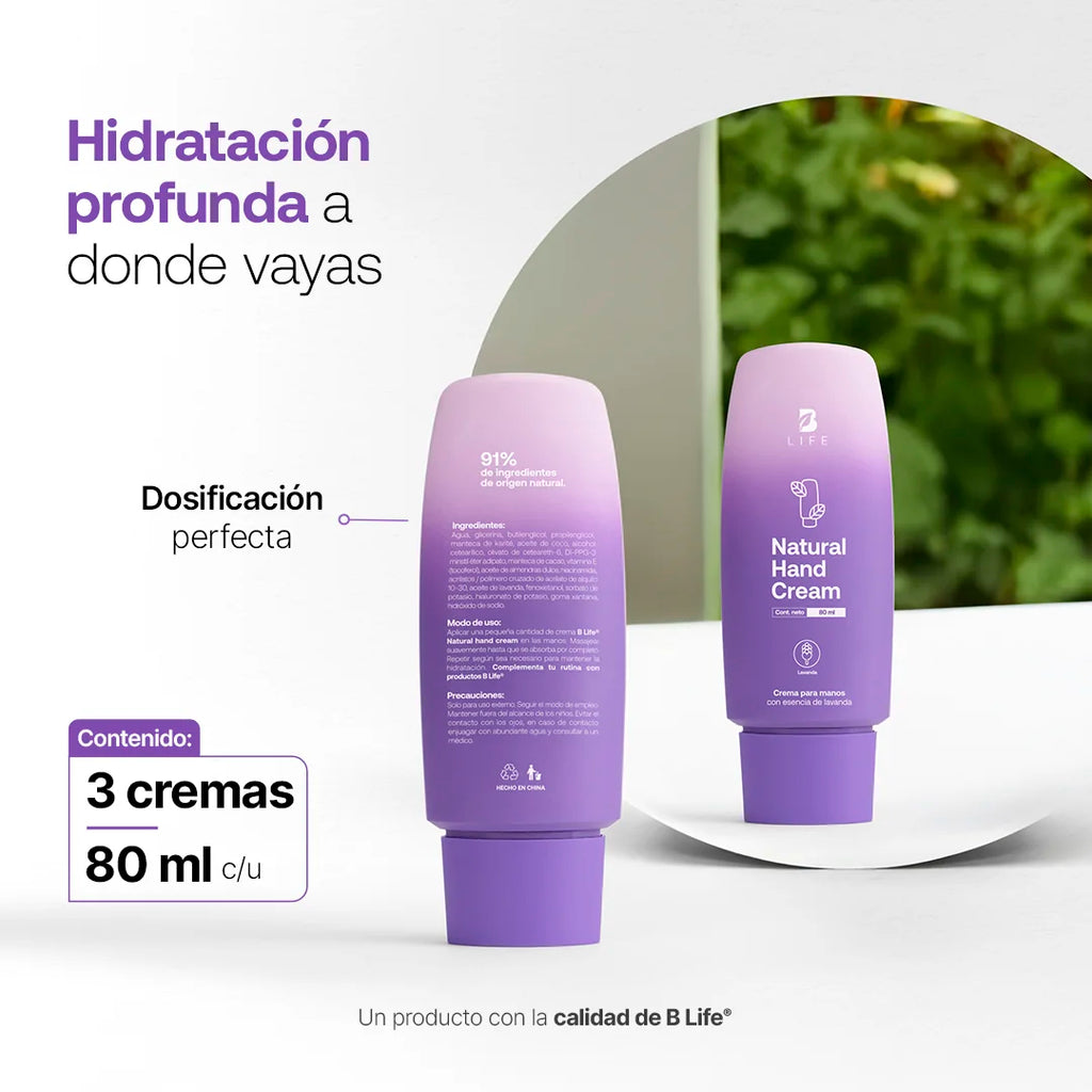 Natural Hand Cream Lavanda | Crema Natural para Manos Lavanda 80 ml c/u