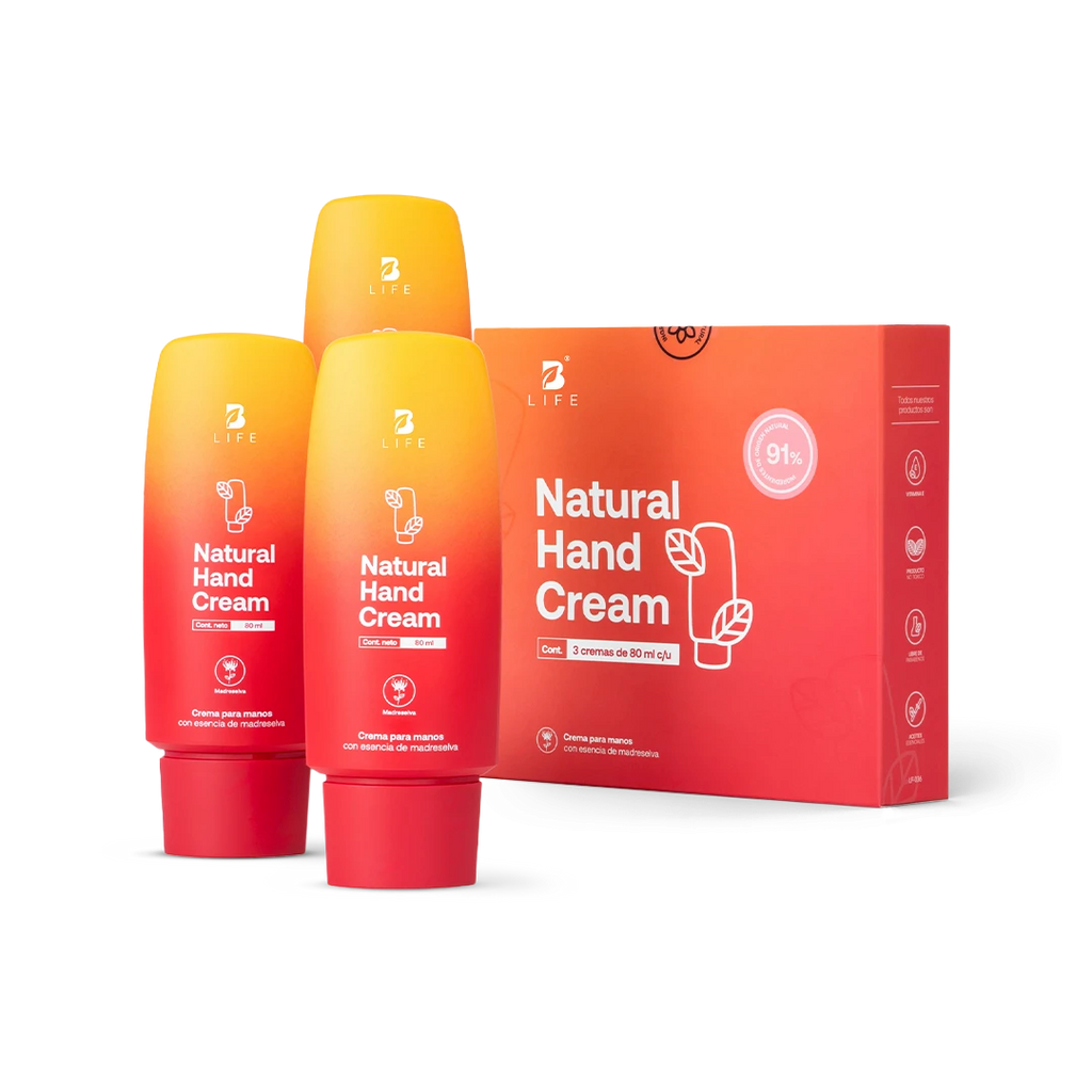 Natural Hand Cream Madreselva | Crema Natural para Manos Madreselva 80 ml c/u - 3 Piezas. - B Life®