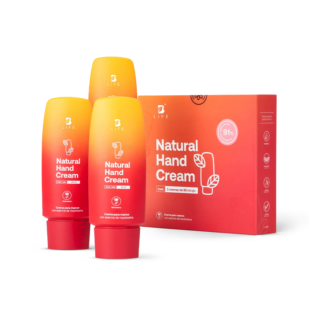 Natural Hand Cream Madreselva | Crema Natural para Manos Madreselva 80 ml c/u - 3 Piezas. - B Life®