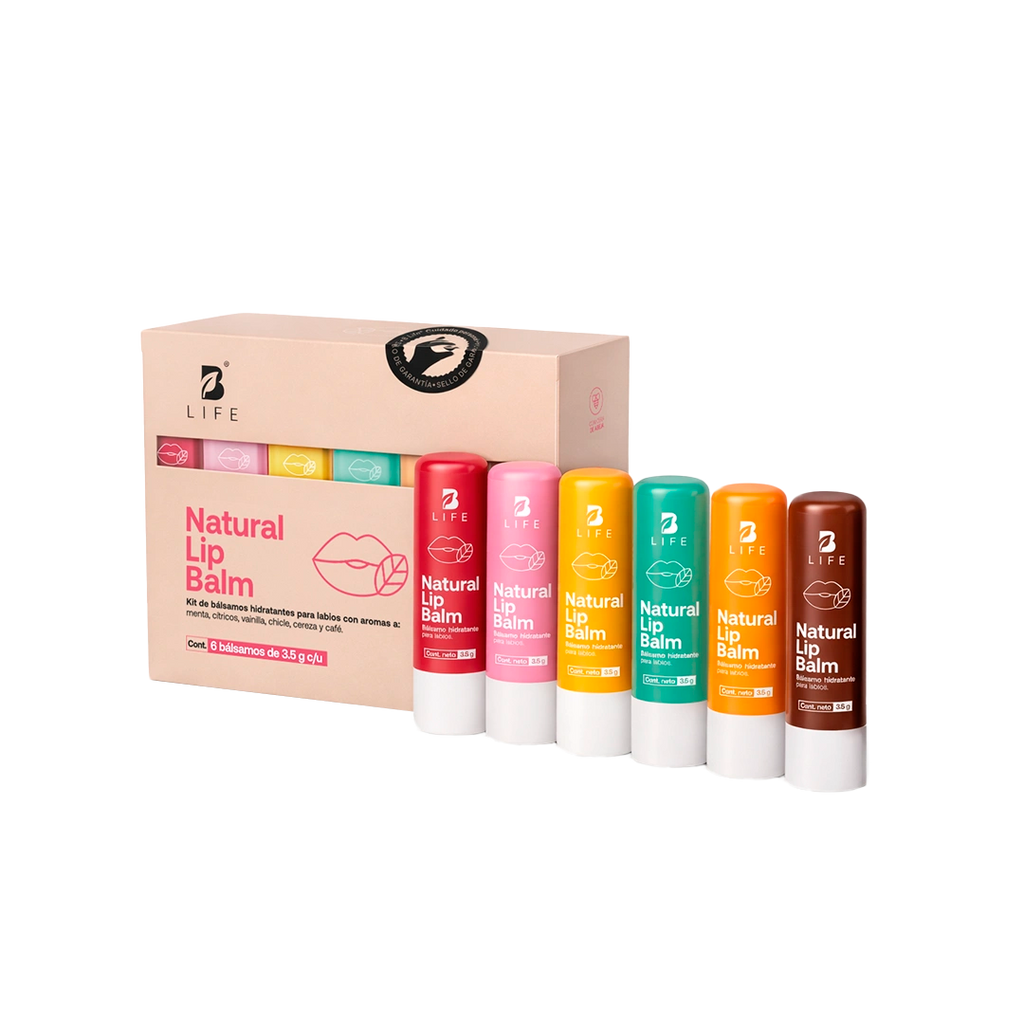 Natural Lip Balm | Bálsamo Natural para Labios 6 piezas 3.5 g c/u - 6 Piezas - B Life®