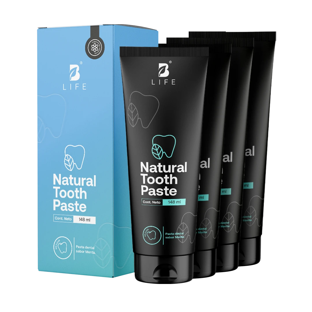 Pasta Dental Natural sin Flúor | Con Más de 94% de Ingredientes Naturales | 148 ml | B Life - 4 Unidades (148 ml c/u) - B Life®