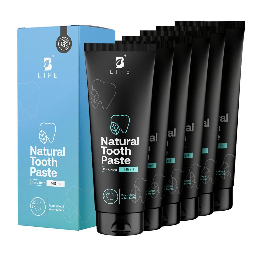 Pasta Dental Natural sin Flúor | Con Más de 94% de Ingredientes Naturales | 148 ml | B Life - 6 Unidades (148 c/u) - B Life®