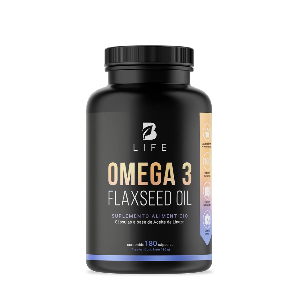 Aceite de Linaza Puro con Omega 3 | Ácido Alfa Linolénico | 180 cápsulas | 1000 mg por porción