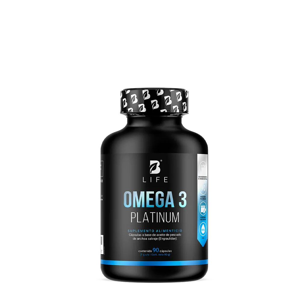 Omega 3 Platinum | Anchoa Salvaje con EPA y DHA | sin Metales Pesados | 1000 mg por porción  - 90 Caps | 1000 mg  - B Life®